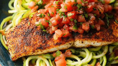 Keto Blackened Tilapia with Zucchini Noodles