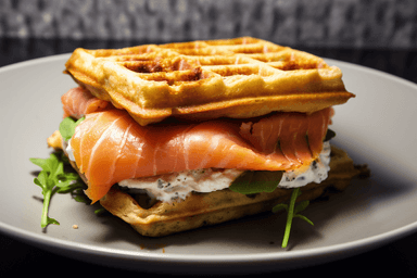 Keto Everything Chaffle with Cream Cheese and Salmon