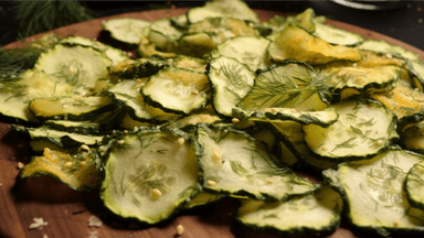 Keto Garlic Dill Baked Cucumber Chips