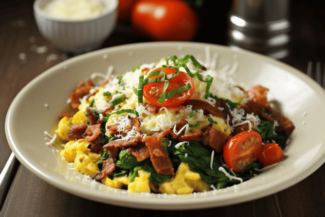 Keto Bacon and Spinach Breakfast Scramble