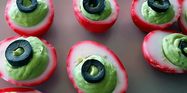 Keto Bloodshot Devilled Eggs
