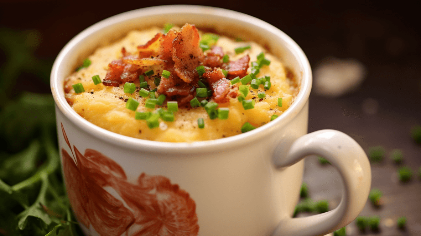 Cheesy Bacon and Chive Mug Cake