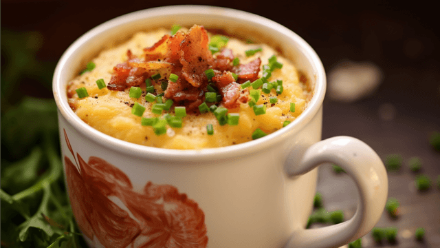Keto Cheesy Bacon and Chive Mug Cake