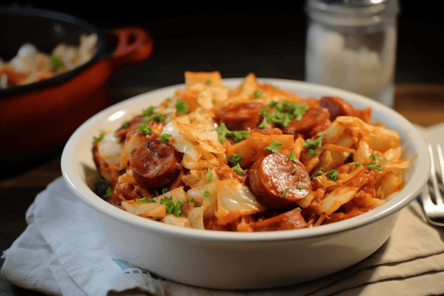 Keto Cheesy Sausage and Cabbage Casserole