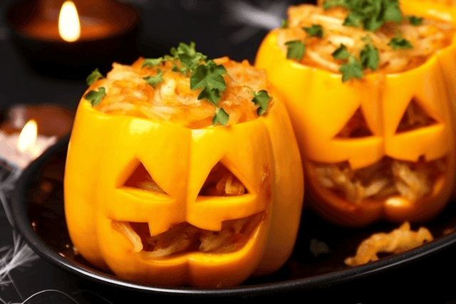 Keto Halloween Stuffed Peppers
