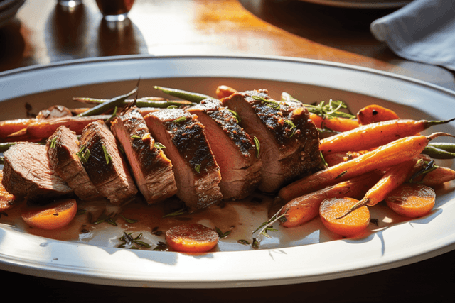 Keto Roasted Pork Tenderloin with Salsa Verde & Balsamic Carrots