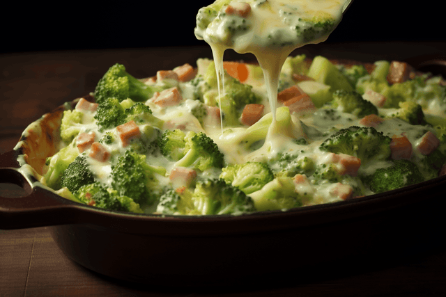 Keto Three Cheese Ham and Broccoli Casserole